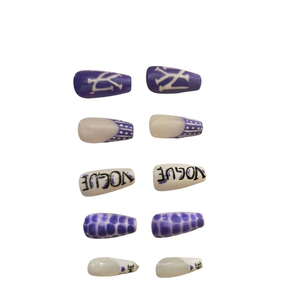 False Nails,Hande Made, Fake Nails. NY design, Purple